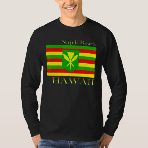 Napili Beach Hawaii Inseln Hawaii Flag Beach T-Shirt