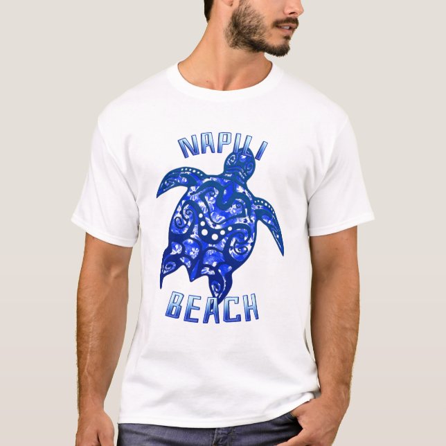 Napili Beach Hawaii Vacation Tribal Turtle T-Shirt (Vorderseite)