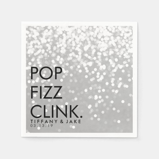 Napkin - funkelnder Pop Fizz Clink Silver Serviette (Vorderseite)