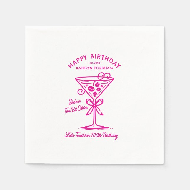 Napkins 100. Geburtstag Pink Martini Serviette (Vorderseite)