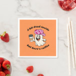 Napkins – Coffee Ghost Cowboy Serviette<br><div class="desc">These napkins are cute, dead inside, and fully caffeinated — just like your guests. Featuring a ghost in a fabulous hat clutching a coffee cup and a vague will to exist. Perfect for brunches, Halloween parties, or existential crises disguised as social events. Paper squares for wiping crumbs and emotional damage....</div>