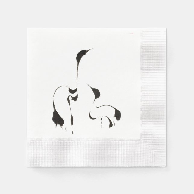 Napkins "Cranes", Weißer Cocktail Serviette (Vorderseite)