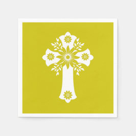 Napkins Floral Cross Yellow Serviette