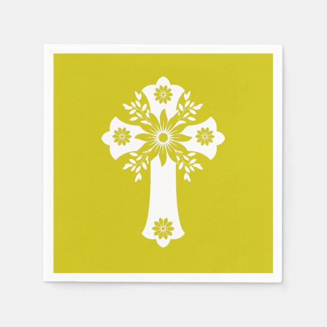 Napkins Floral Cross Yellow Serviette (Vorderseite)
