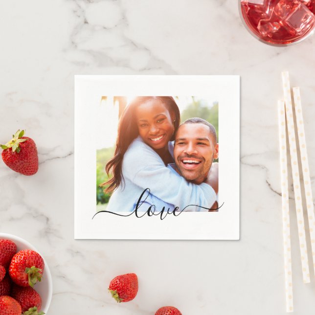Napkins Foto Template Liebe Weiß Serviette (Beispiel)