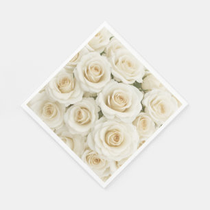 Napkins-White Roses Serviette