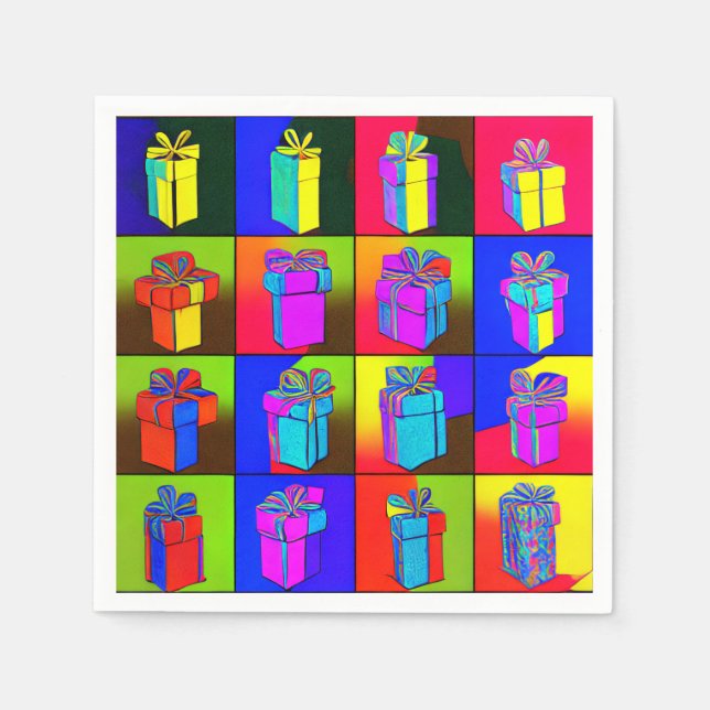 Napkins zum Geburtstag mit verschenkten Geschenken Serviette (Vorderseite)