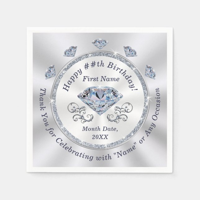 Napkins zum Geburtstag Personalisiert, Cocktail od Serviette (Vorderseite)