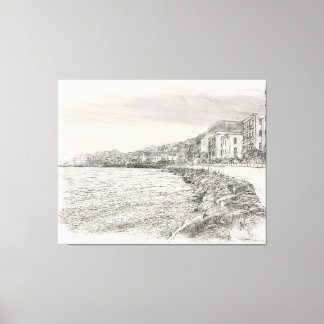 Naples cityscape sketch along beautiful bay coastl leinwanddruck