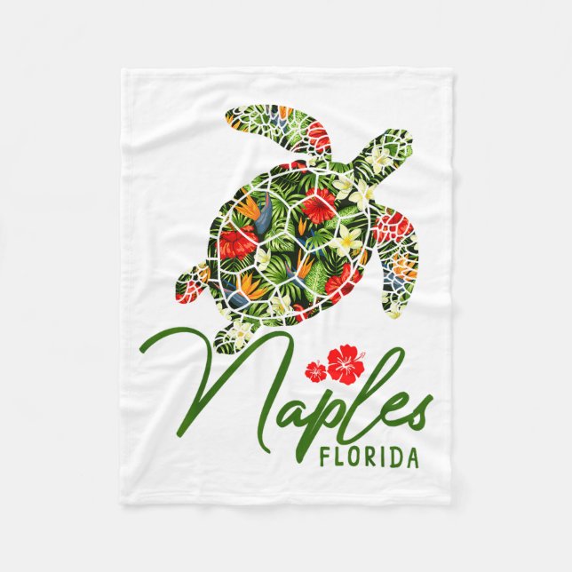 Naples Florida Sea Turtle Tropical Hibiscus Beach  Fleecedecke (Vorderseite)