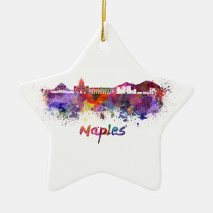 Naples skyline im Watercolor Keramik Ornament