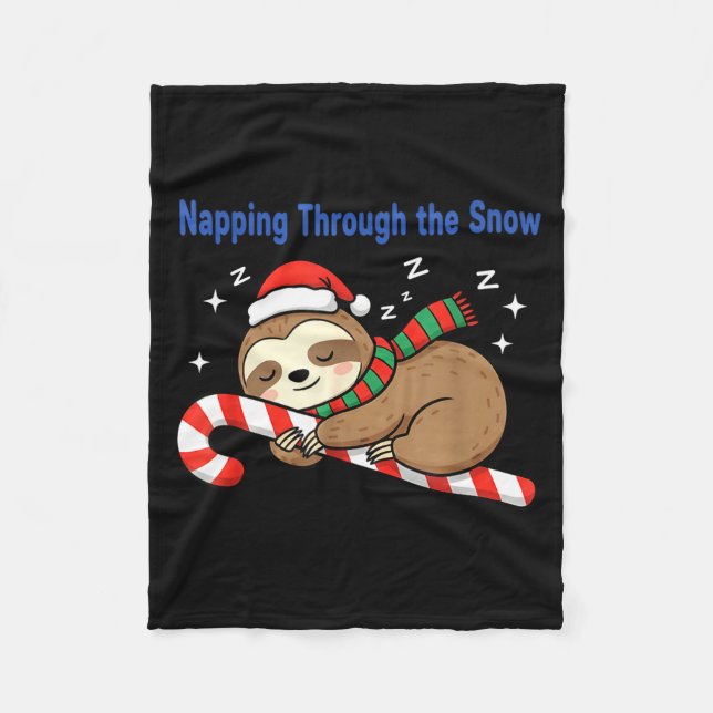 Napng Through The Snow Christmas Sloth Candy Cane  Fleecedecke (Vorderseite)