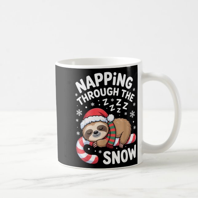 Napng Through The Snow Funny Sloth Candy Cane Xmas Kaffeetasse (Rechts)