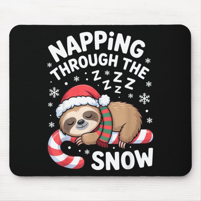 Napng Through The Snow Funny Sloth Candy Cane Xmas Mousepad (Vorne)