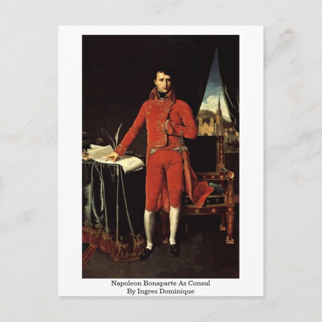 Napoleon Bonaparte als Konsul von Ingres Dominique Postkarte (Vorderseite)