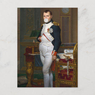 Napoleon Bonaparte bläst einen weißen Kaugummi Postkarte