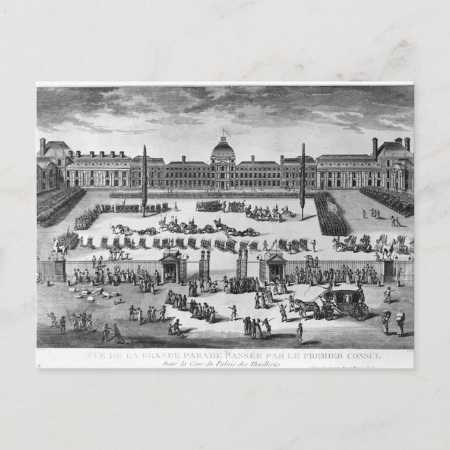 Napoleon Bonaparte Erster Konsul, Reviews mit Trup Postkarte (Vorderseite)
