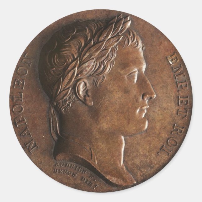 Napoleon Bonaparte Medal Runder Aufkleber (Vorderseite)