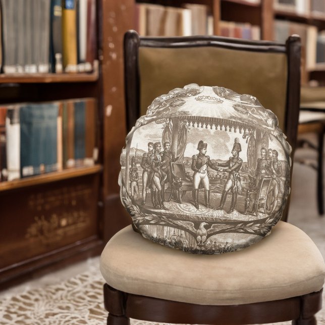 Napoleon Bonaparte und Zar Alexander I Rundes Kissen (Von Creator hochgeladen)