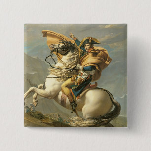 Napoleon, der die Alpen beim Bernhardiner Button