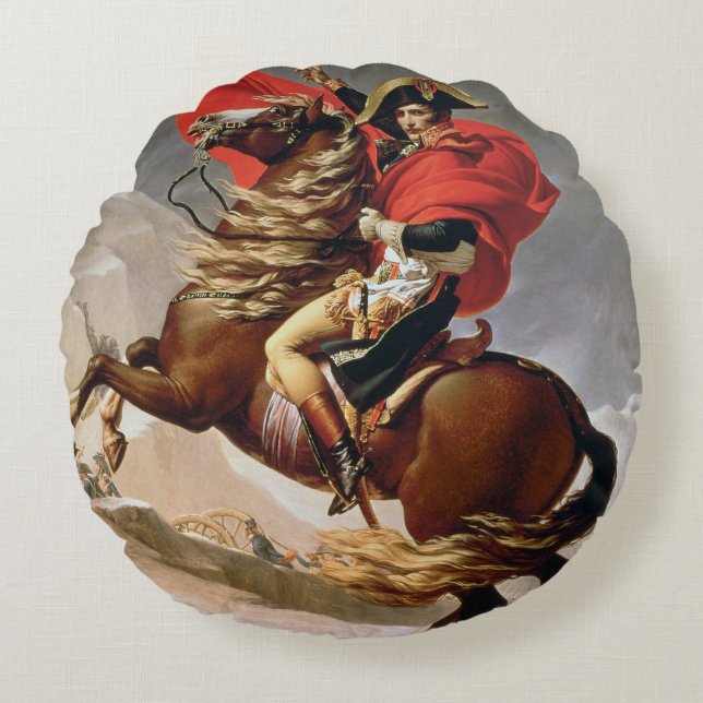 Napoleon, der die Alpen, c.1800 (Öl, überquert auf Rundes Kissen (Vorderseite)