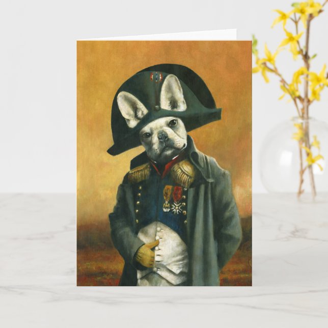 Napoleon French Bulldog Greetings Card Karte (Gelbe Blume)