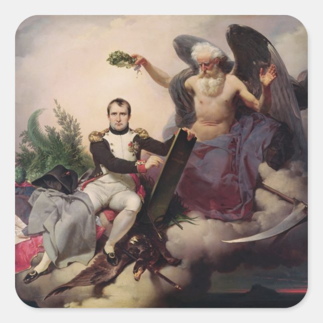 Napoleon gekrönt von der Zeit, vor 1833 Quadratischer Aufkleber (Vorderseite)
