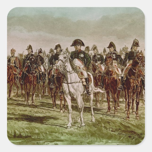 Napoleon I. und sein Personal, c.1860 Quadratischer Aufkleber (Vorderseite)