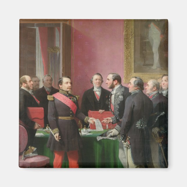 Napoleon III übergibt das Dekret Magnet (Vorne)