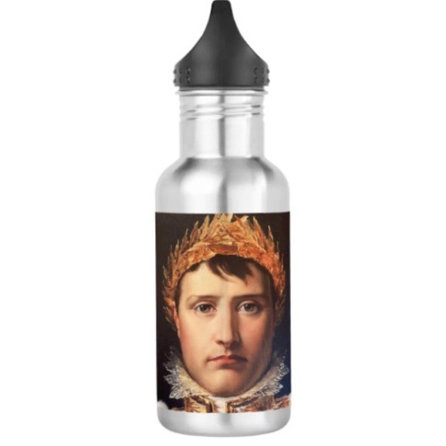 Napoleon Laurel-Wreath Crowned Hero Edelstahlflasche (Napoleon’s Portrait Water Bottle – 18 oz 18/8 stainless steel Height: 8.67" Weight: 8.7 oz. )