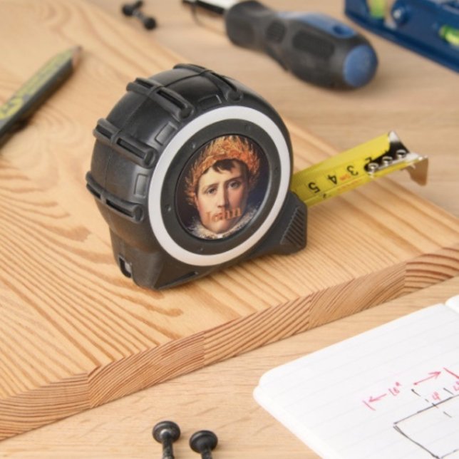 Napoleon Lorbeer-Kranz gekrönter Held Maßband (Napoleon’s Portrait Design monogrammed tape measure inches on one side metrics on other. )
