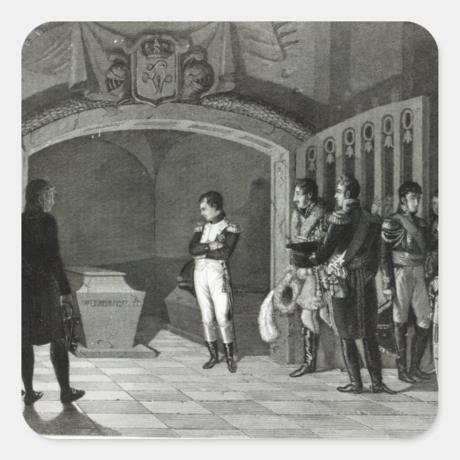 Napoleon Meditation vor dem Grab Quadratischer Aufkleber (Vorderseite)