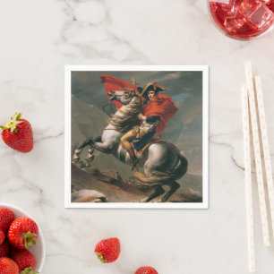 Napoleon mit Pferd, Schlacht am Sankt Bernhard Pas Serviette