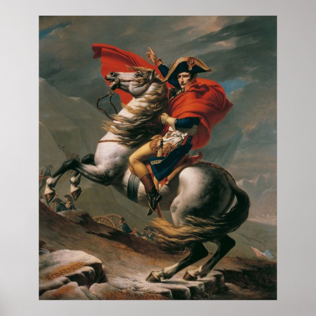 Napoleon mit Pferd, Schlacht am St. Bernard-Pass Poster (Vorne)