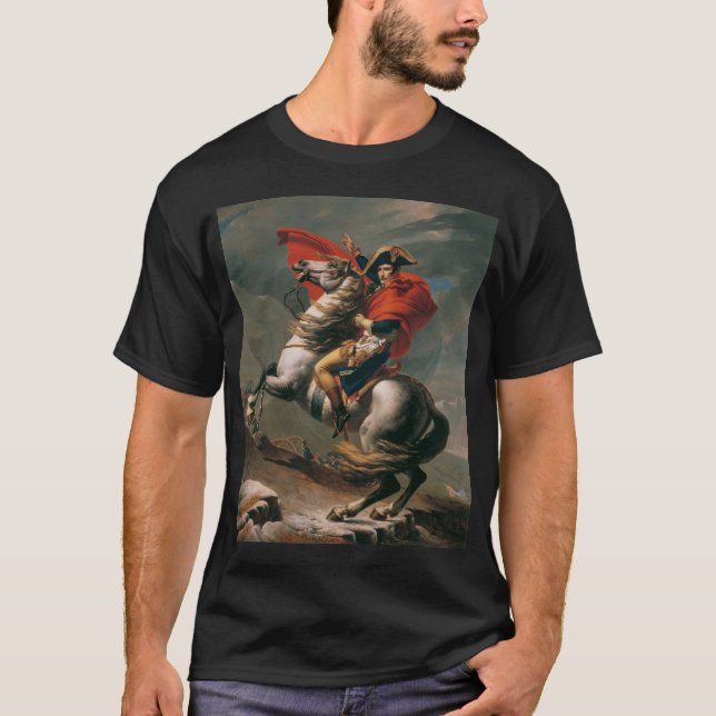 Napoleon mit Pferd, Schlacht am St. Bernard-Pass T-Shirt (Vorderseite)