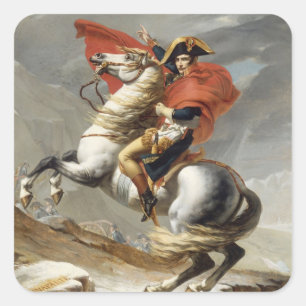 Napoleon über die Alpen - Jacques-Louis David Quadratischer Aufkleber