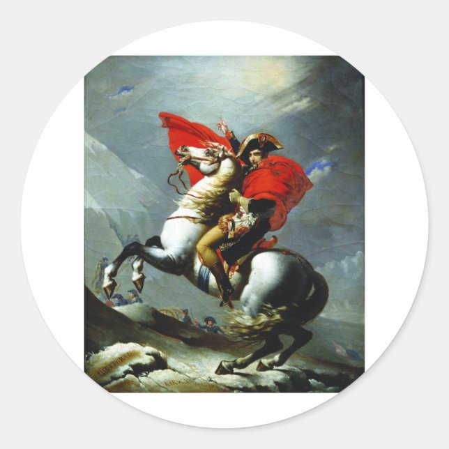 Napoleon überquert die Alpen Runder Aufkleber (Vorderseite)