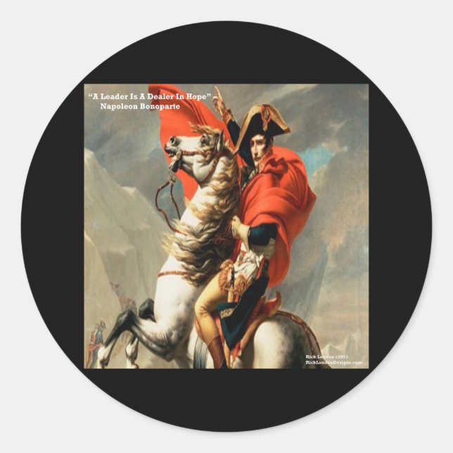 Napoleon & Zitat "Leader" Runder Aufkleber (Vorderseite)