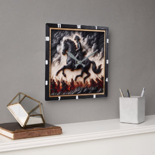 Napoleonic Cavalry Mount Dashing Quadratische Wanduhr