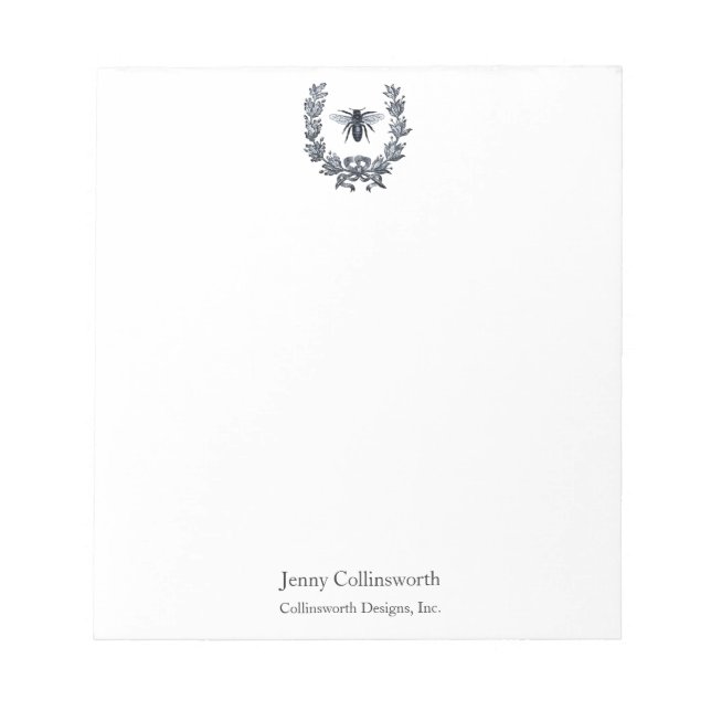 Napoleonische Biene und Laurel Wreath Vintage Imag Notizblock (Vorderseite)