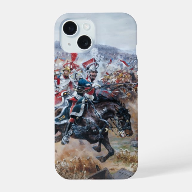 Napoleonische Schlacht Szene Malerei Leipzig  iPhone 15 Hülle (Rückseite)