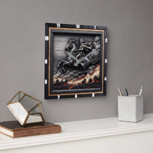 Napoleonisches Kavallerie Rushing Quadratische Wanduhr