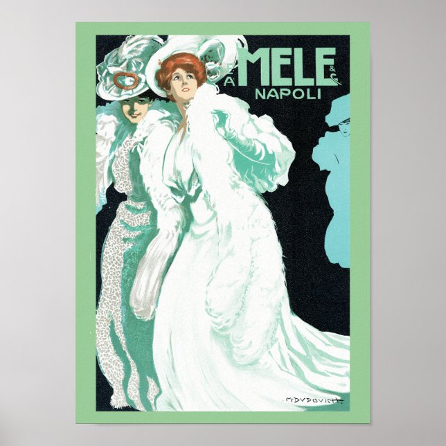 Napoli, E. & A. Mele & Ci. Vintage Jugendstil Poster (Vorne)