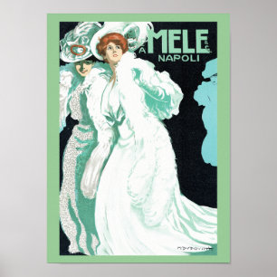 Napoli, E. u. A. Mele u. Ci. Vintage Kunst Nouveau Poster