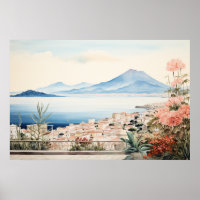 Napoli Serenity: Kunstdrucke digitaler Wasserfarbe