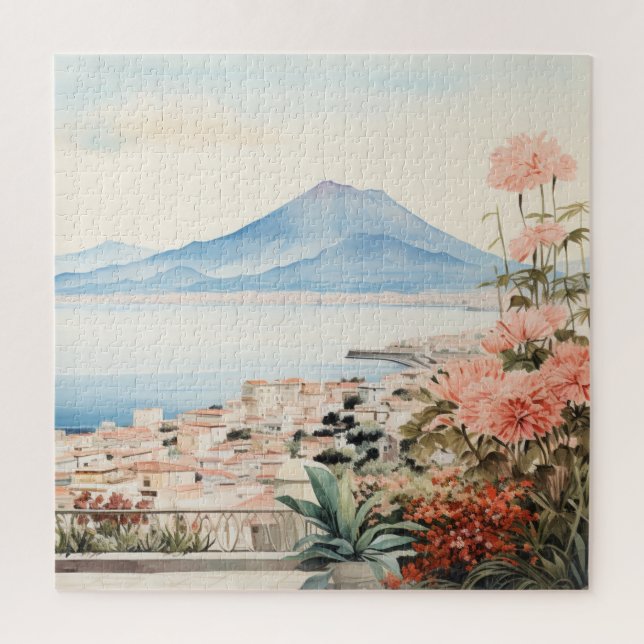 Napoli Serenity: Kunstdrucke digitaler Wasserfarbe Puzzle (Vertikal)