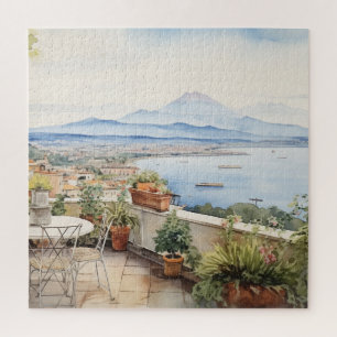 Napoli Serenity: Kunstdrucke digitaler Wasserfarbe Puzzle