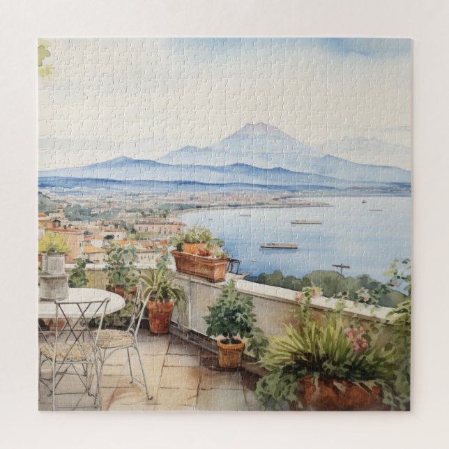 Napoli Serenity: Kunstdrucke digitaler Wasserfarbe Puzzle (Vertikal)