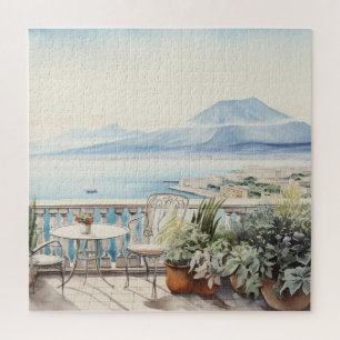 Napoli Serenity: Kunstdrucke digitaler Wasserfarbe Puzzle