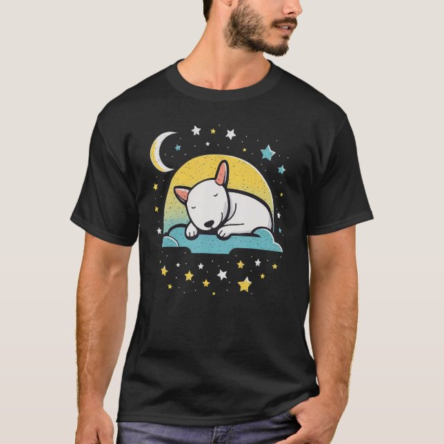Napping Bull Terrier pajama on Bull Terrier Sleepi T-Shirt (Vorderseite)